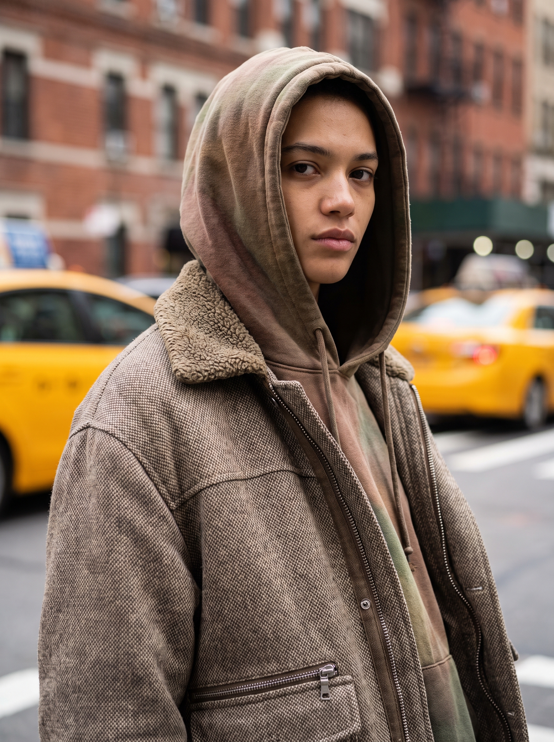 Front waist-up portrait of Gender-Neutral / Unisex model in Streetwear outfit